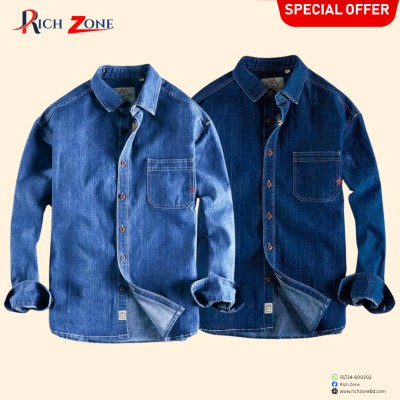2 Piece Combo Premium Full Sleeve Denim Shirt