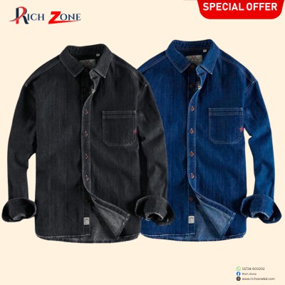 2 Piece Combo Premium Full Sleeve Denim Shirt